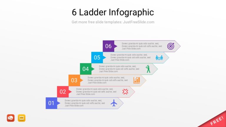 شذرات|تحميل مجاني لنموذج باوربوينت إنفوجرافيك لسلالم من ستة عناصر