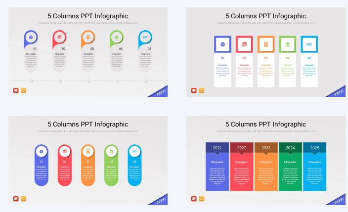 شذرات|خمسة أعمدة (إنفوجرافيك) للعروض التقديمية